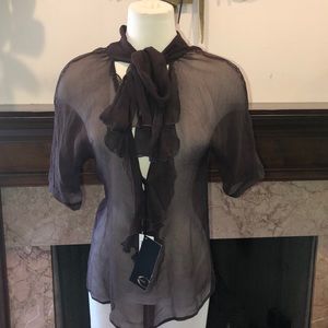 Just Cavalli Brown Gauzy Blouse